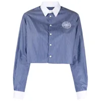 sporty & rich chemise rayée conneticut à logo imprimé - bleu
