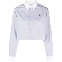 sporty & rich chemise en coton crop à rayures - blanc