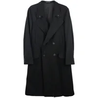 yohji yamamoto manteau en laine à boutonnière croisée - noir