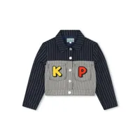 kenzo kids veste en jean rayée à design colour block - bleu