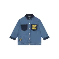 kenzo kids veste en jean à logo appliqué - bleu