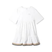 boss kidswear robe courte à logo imprimé - blanc