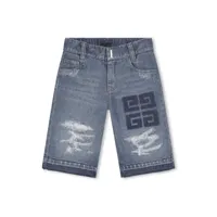 givenchy kids short en jean à motif 4g - bleu