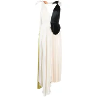 victoria beckham robe longue plissée à design asymétrique - tons neutres