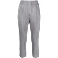 pleats please issey miyake pantalon court à design plissé - gris