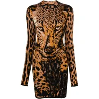 roberto cavalli robe courte à imprimé léopard - tons neutres