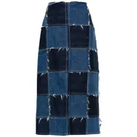 sunnei jupe mi-longue en jean à design patchwork - bleu