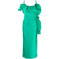 p.a.r.o.s.h. robe longue à fronces - vert