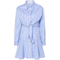 sandro robe-chemise en coton à rayures - bleu