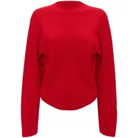 victoria beckham pull en laine mélangée à logo brodé - rouge