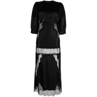 cynthia rowley robe longue en soie à détails plissés - noir