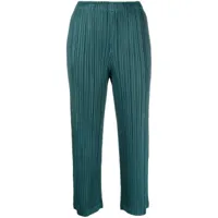 pleats please issey miyake pantalon court à design plissé - vert