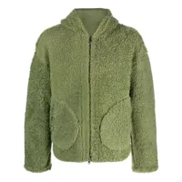 salvatore santoro veste zipée en peau lainée à capuche - vert