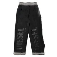 diesel kids pantalon de jogging à logo imprimé - noir