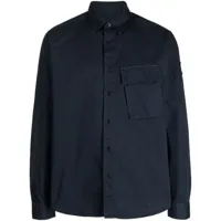 belstaff chemise en coton à logo appliqué - bleu