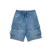 diesel kids short en jean à poches cargo - bleu