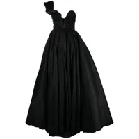 ana radu robe longue à appliques fleurs - noir