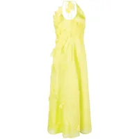 rachel gilbert robe mi-longue whitley à fleurs appliquées - jaune