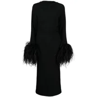 rachel gilbert robe mi-longue reina à détail de plumes - noir