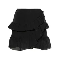 maje minijupe courte à volants superposés - noir