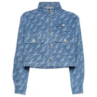 maje chemise en jean à motif dragon - bleu