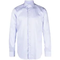 xacus chemise en coton à col italien - bleu