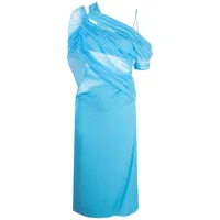 christopher esber robe courte magnetic à empiècement en tulle - bleu