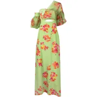 isolda robe asymétrique greta à fleurs - vert