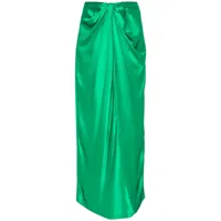 rosetta getty jupe longue en soie à détail torsadé - vert