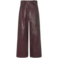 rosetta getty pantalon ample en peau d'agneau - marron