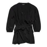 balenciaga robe courte en soie à col v - noir