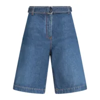 etro short en jean à logo brodé - bleu