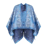 etro cape drapée à fleurs en jacquard - bleu