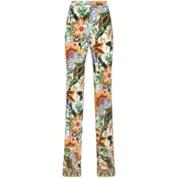 etro pantalon droit à fleurs - blanc