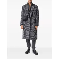 versace manteau croisé à motif barocco en jacquard - gris