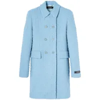 versace manteau en tweed à boutonnière croisée - bleu