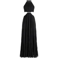 alice + olivia robe longue myrtice à découpes - noir