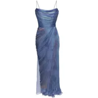 maria lucia hohan robe longue en soie à design plissé - bleu