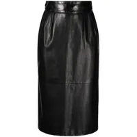 hermès pre-owned jupe en cuir à taille haute (années 1980) - noir