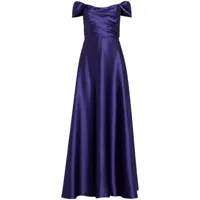 amsale robe longue en satin à épaules dénudées - violet