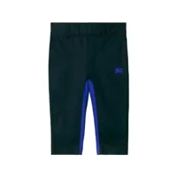burberry kids pantalon chino à logo brodé - bleu