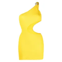 moschino robe asymétrique à plaque logo - jaune