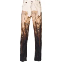 vivienne westwood pantalon en coton à imprimé effet peinture - marron