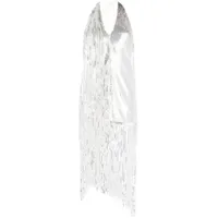 rotate birger christensen robe à franges ornées de sequins - blanc