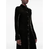 jil sander robe-chemise longue en velours - noir
