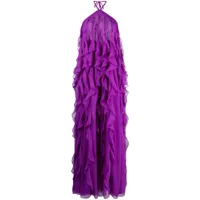 patbo robe longue volantée à dos-nu - violet