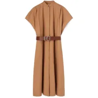 jil sander robe-chemise à design sans col - marron