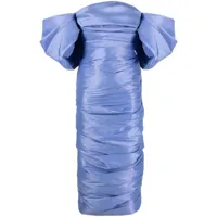 ana radu robe drapée à épaules dénudées - bleu