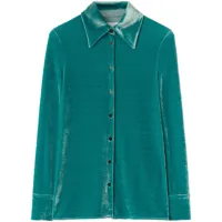 jil sander robe-chemise en velours à col pointu - vert