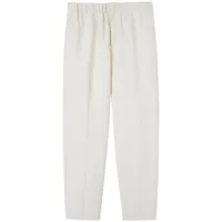 jil sander pantalon en coton à taille élastiquée - blanc
